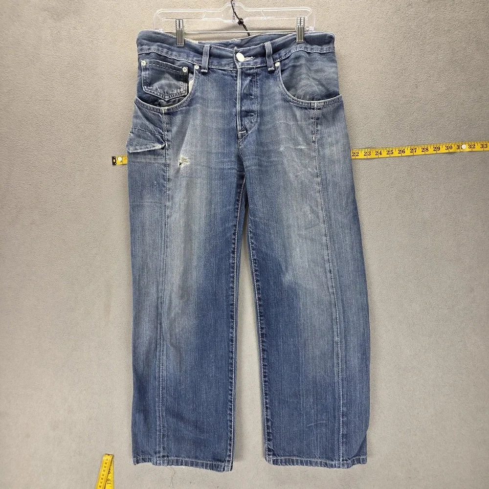 Vintage Levis Engineered Jeans Mens Blue Twisted Red Wire Button Fly Fits 32x28